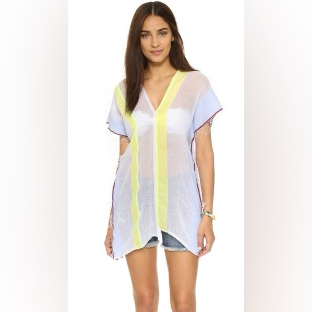 Lemlem By Liya Kebede Eve Split Tunic Top Handwoven Beach Coverup One Size